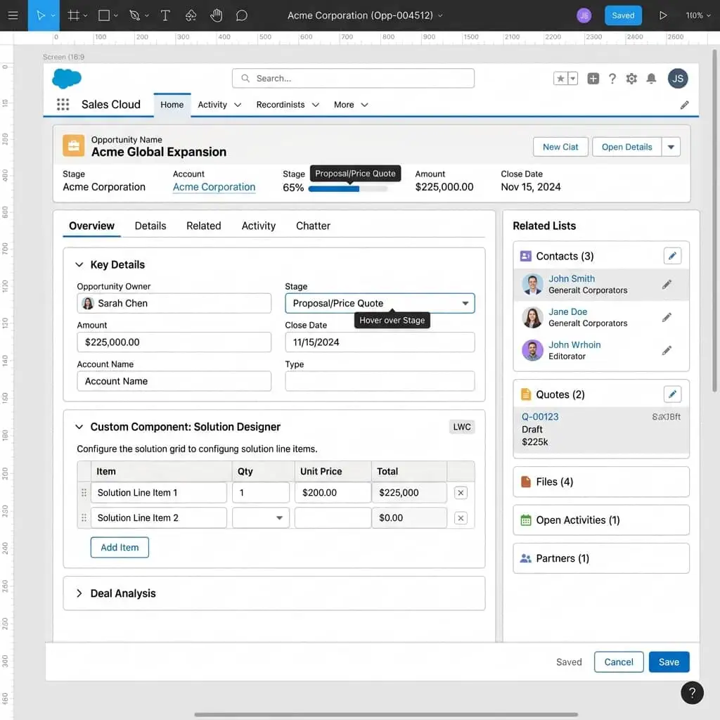 Service Cloud Console — Salesforce loan origination platform UI